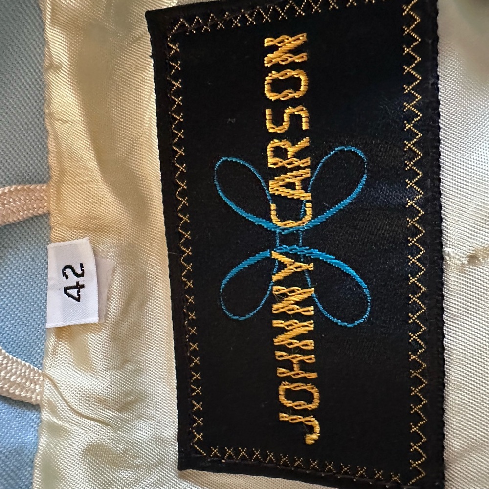Vintage 70’s Johnny Carson Satin Garment with Blue Embroidered Logo